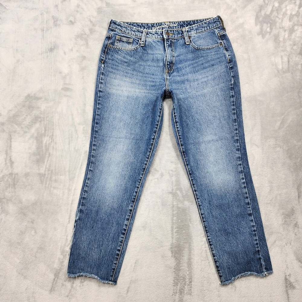 Universal Thread Jeans Womens 10/30R Blue High Rise Straight Crop Raw Hem Denim